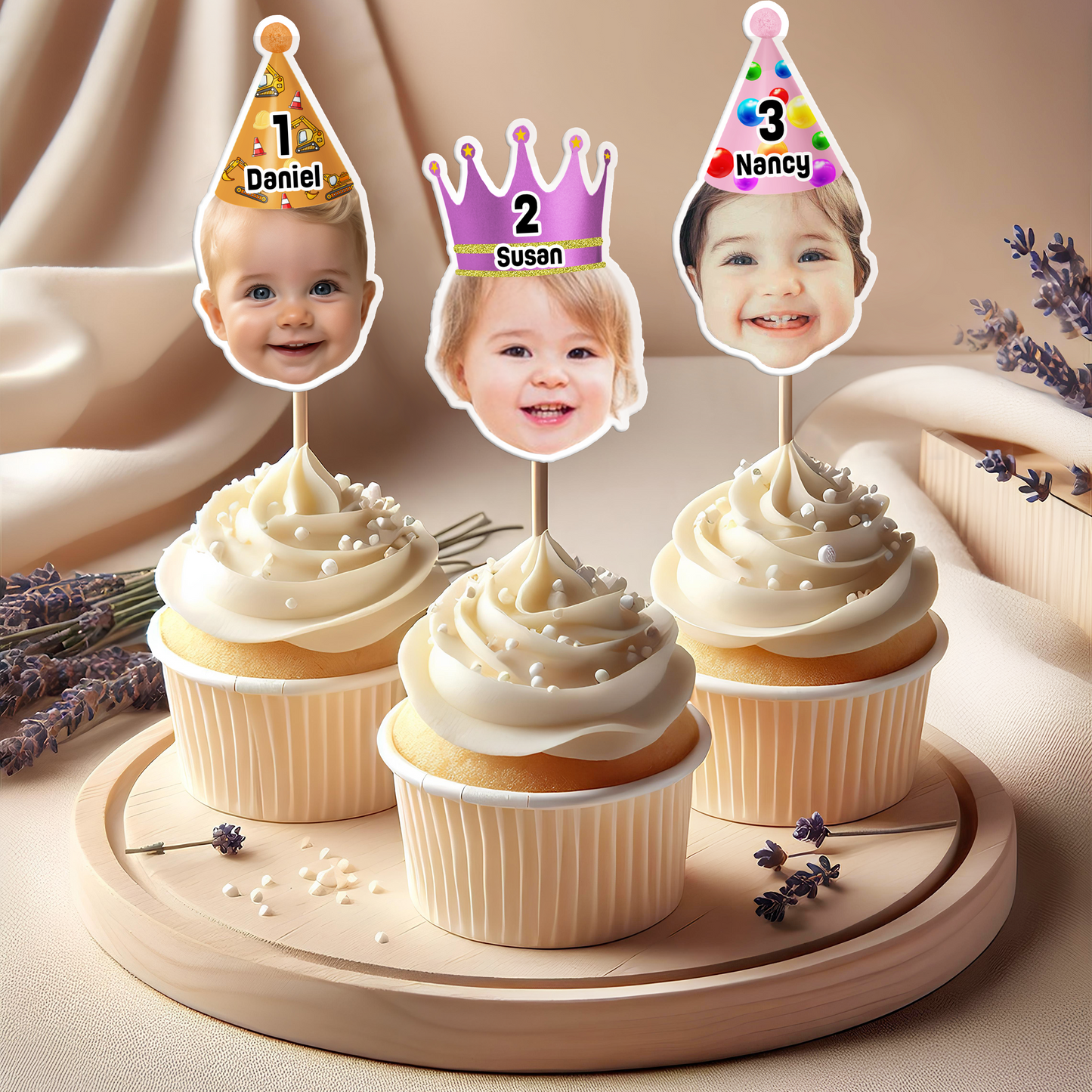 Custom Face With Crown Birthday - Party Decorations Cake Topper