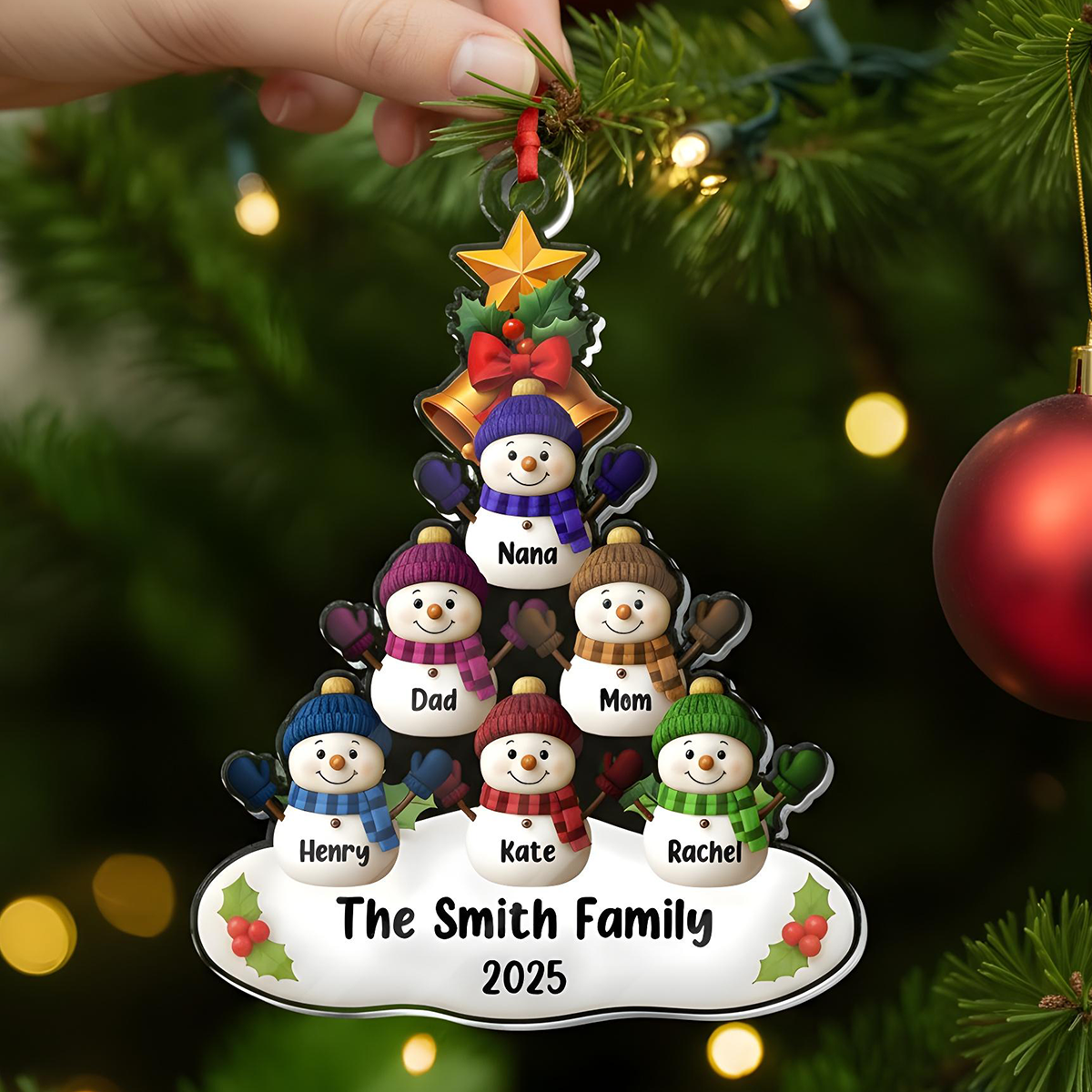 The Family Times Snowman - Personalized Custom Acrylic Ornament