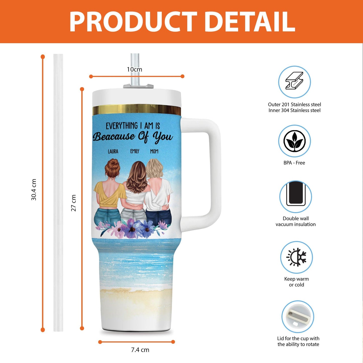 Mother And Daughter Tumbler - Personalized Custom Tumbler For Mom