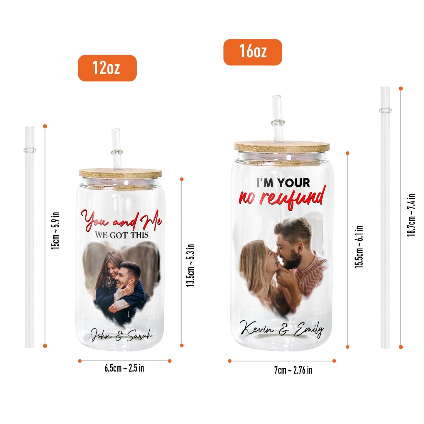 You and Me We Got This - Personalized Frosted Glass Bottle with Lid