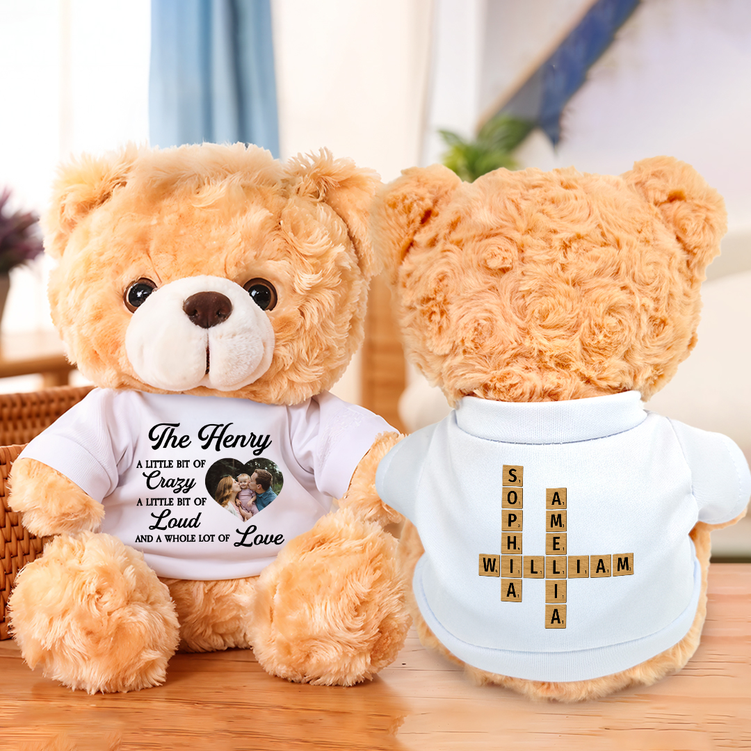 A Little Bit Of Crazy - Teddy Bear With Personalized Photo Shirt