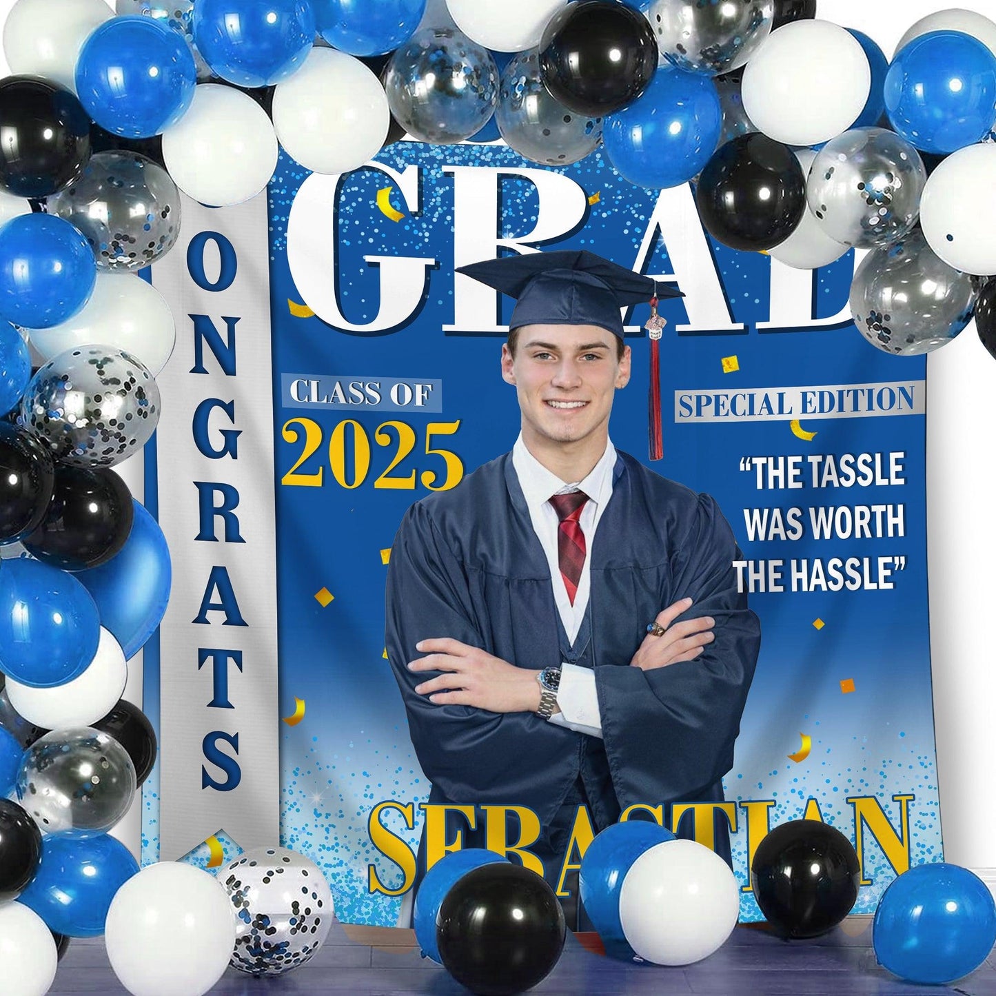 The Tassle Was Worth The Hassle Custom Graduation Party Backdrop - Personalized Party Decor