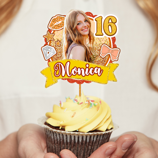 Custom Face Birthday Cupcake Toppers, Party Decorations - Cake Topper Only Paper