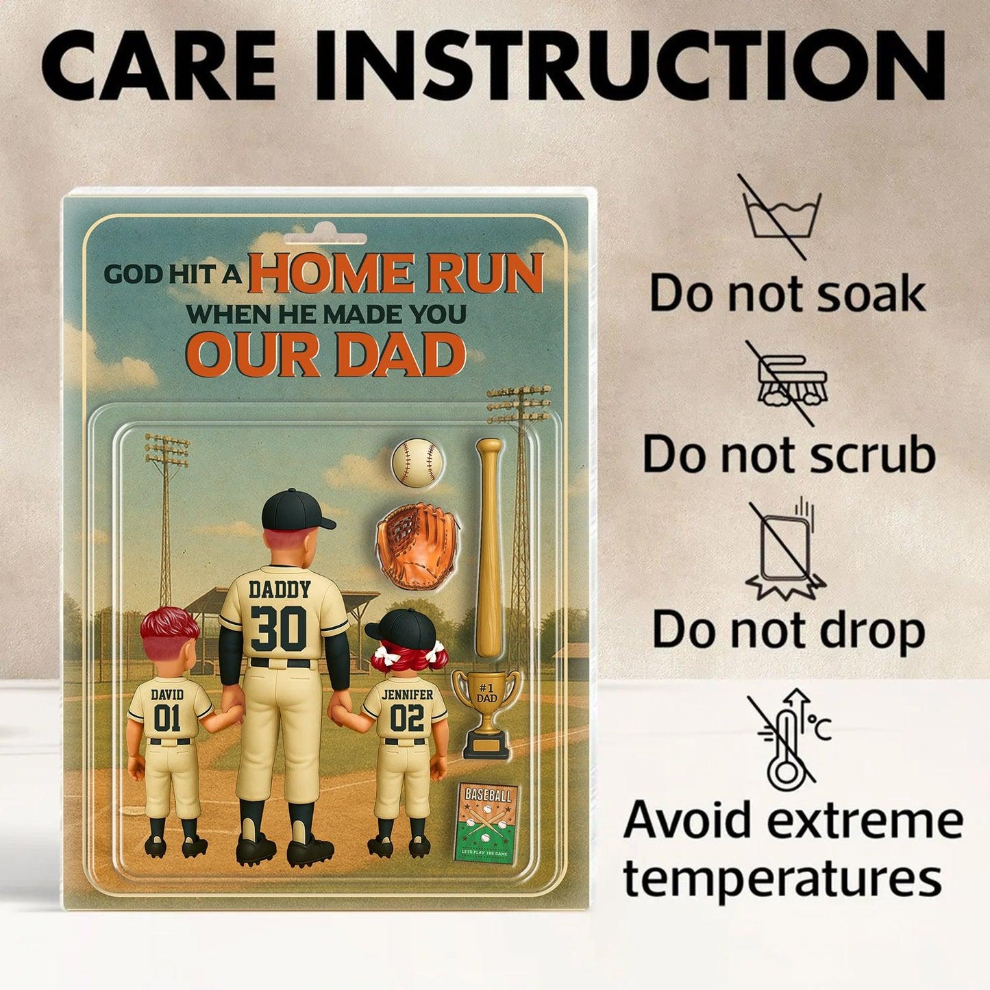 We Caught the Best Dad Baseball Custom Figure Personalized Acrylic Block Plaque, Father's Day Gift for Dad, Gift for Husband