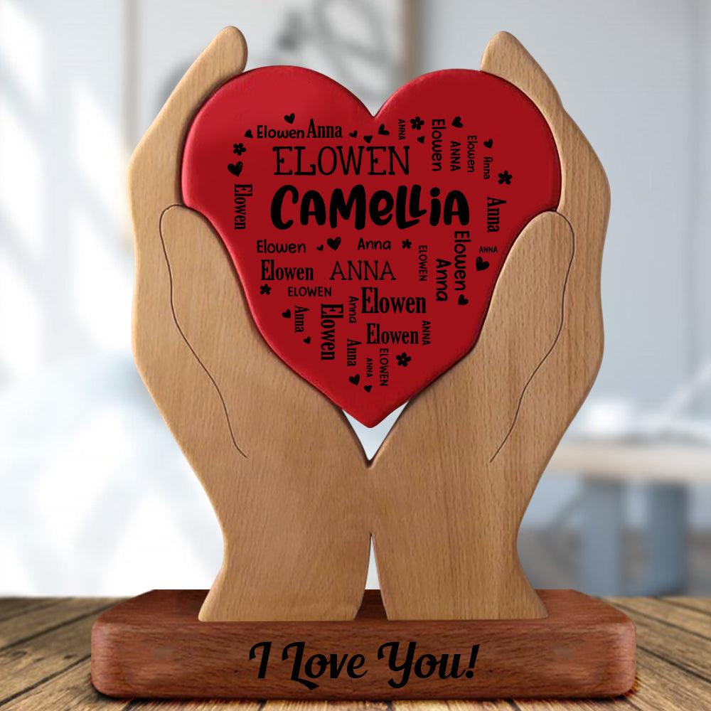 Names Letter Heart Wooden - Wooden Family Carvings For Family