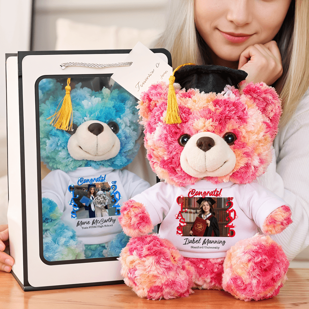 Class Of 2025 Graduate Bear With Cap - Teddy Bear With Personalized Shirt
