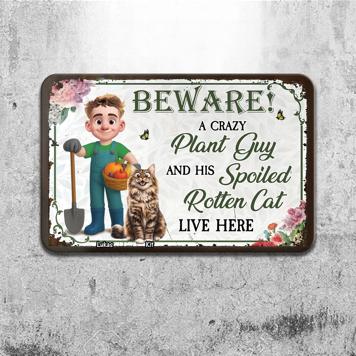 Crazy Plant Lady And Her Cats Are Here - Personalized Custom Metal Sign