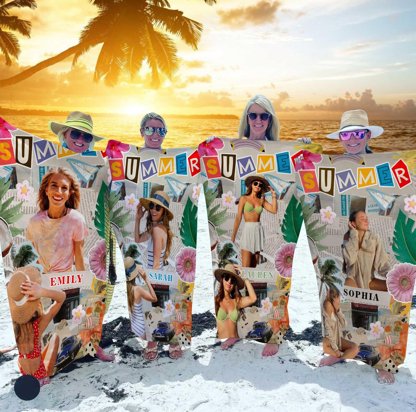 Personalized Photo Name Beach Towel - Custom Summer Gift