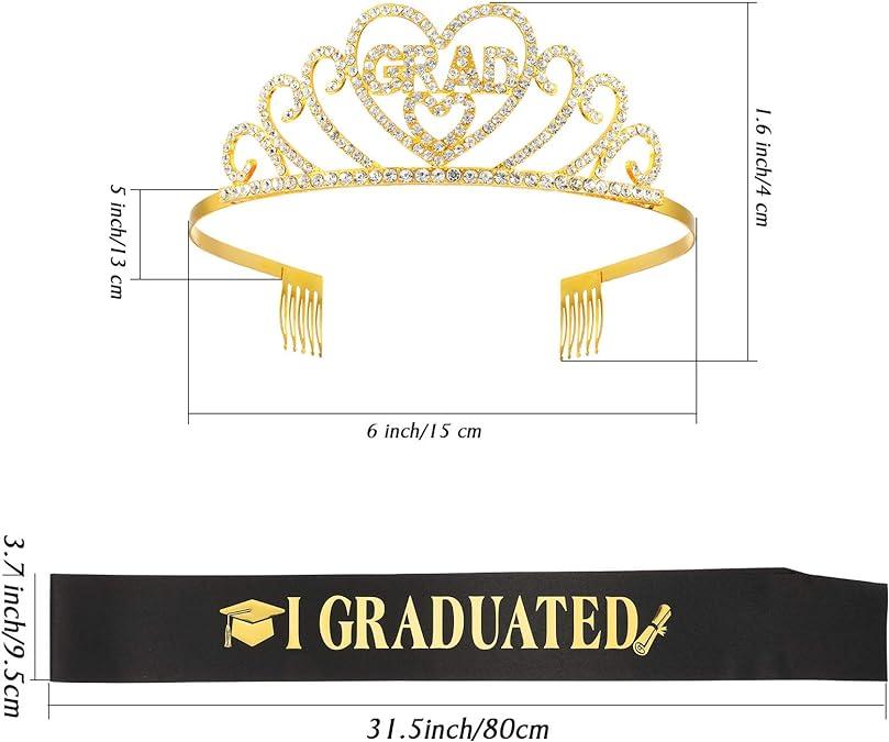 2025 Grad Sash Tiara Kit - Rhinestone Crown and Stoles Gift