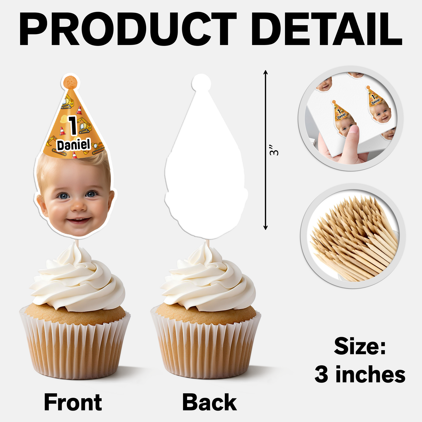 Custom Face With Crown Birthday - Party Decorations Cake Topper