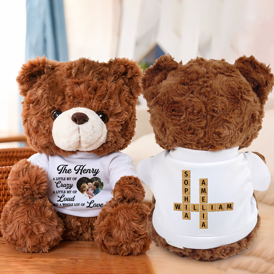 A Little Bit Of Crazy - Teddy Bear With Personalized Photo Shirt