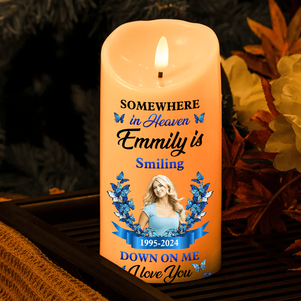 Somewhere In Heaven Custom LED Candle - Personalized Gift