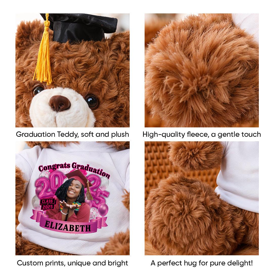 Color Class Of 2025 Graduate Bear With Cap - Teddy Bear With Personalized Shirt