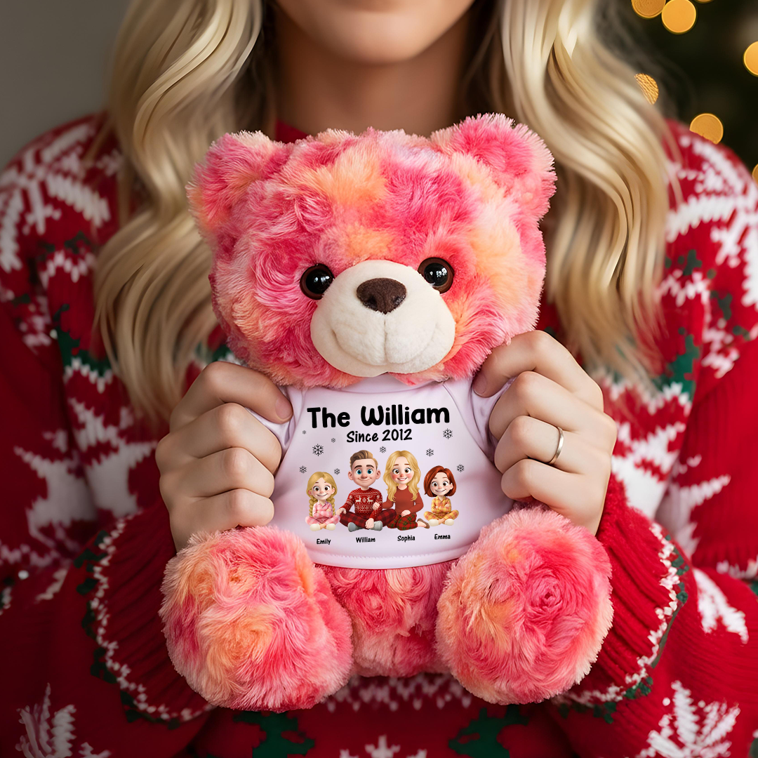 God Bless Our Family - Teddy Bear With Personalized Photo Shirt