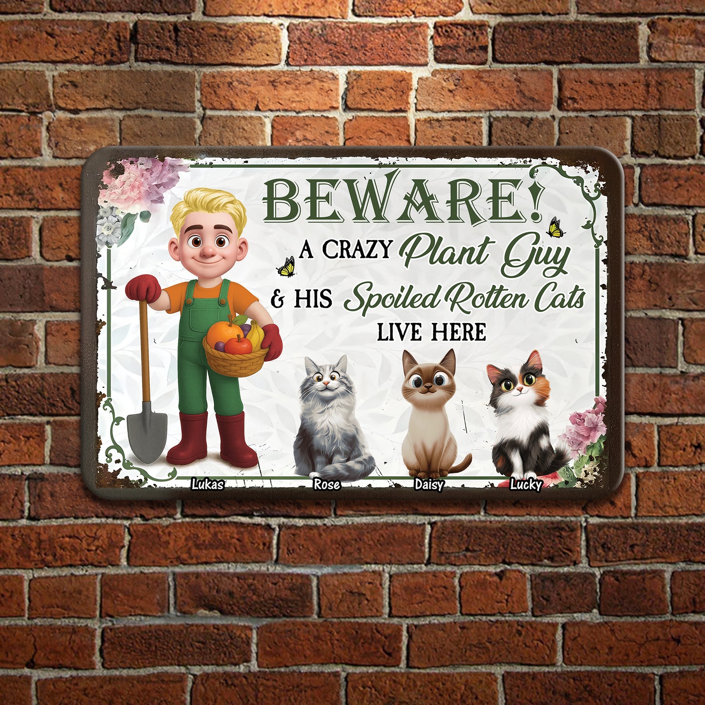Crazy Plant Lady And Her Cats Are Here - Personalized Custom Metal Sign