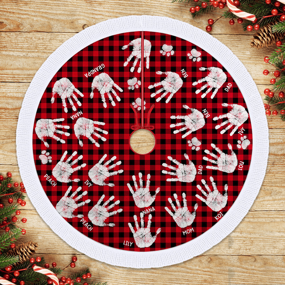 Family Handprints Tree Skirt - Personalized Christmas Tree Cover