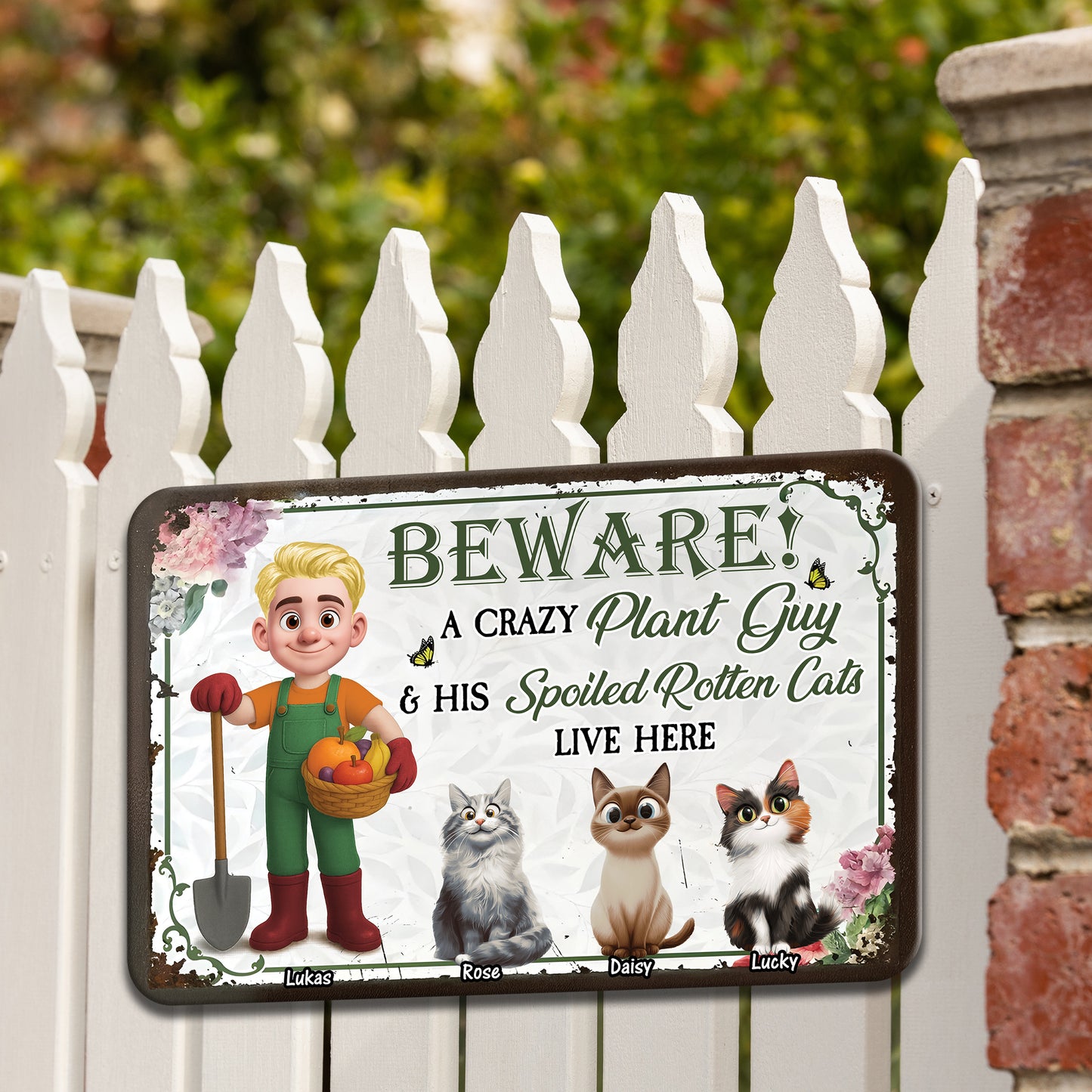Crazy Plant Lady And Her Cats Are Here - Personalized Custom Metal Sign