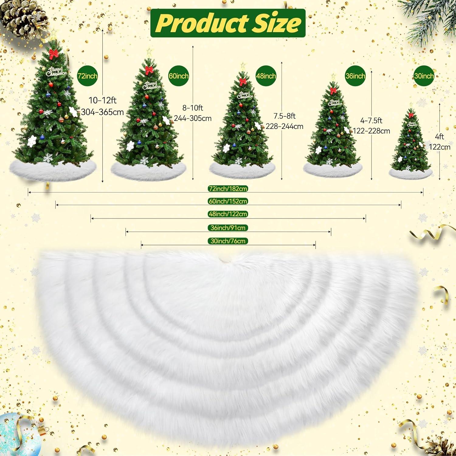 Christmas Tree Skirt, 48" Faux Fur Holiday Party Decor
