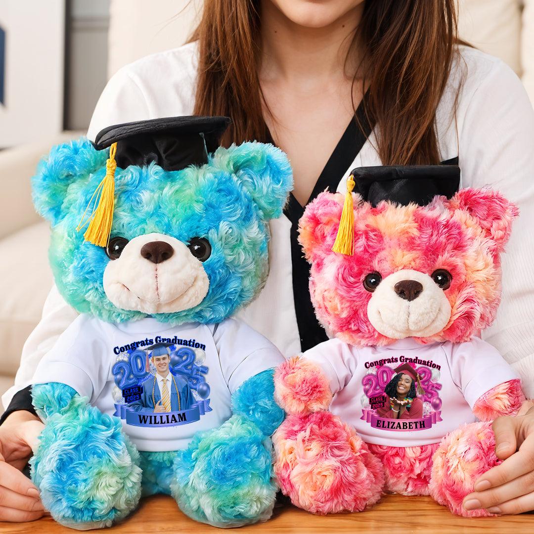 Color Class Of 2025 Graduate Bear With Cap - Teddy Bear With Personalized Shirt