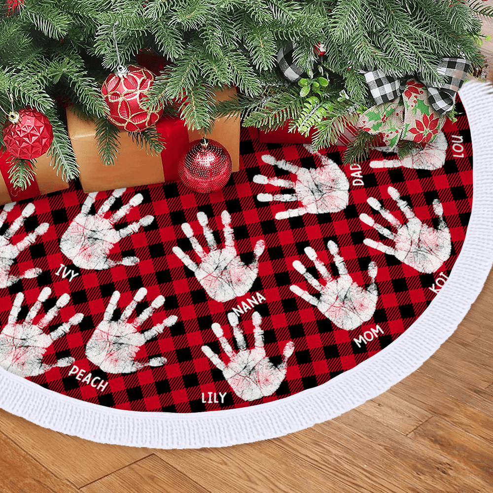 Family Handprints Tree Skirt - Personalized Christmas Tree Cover