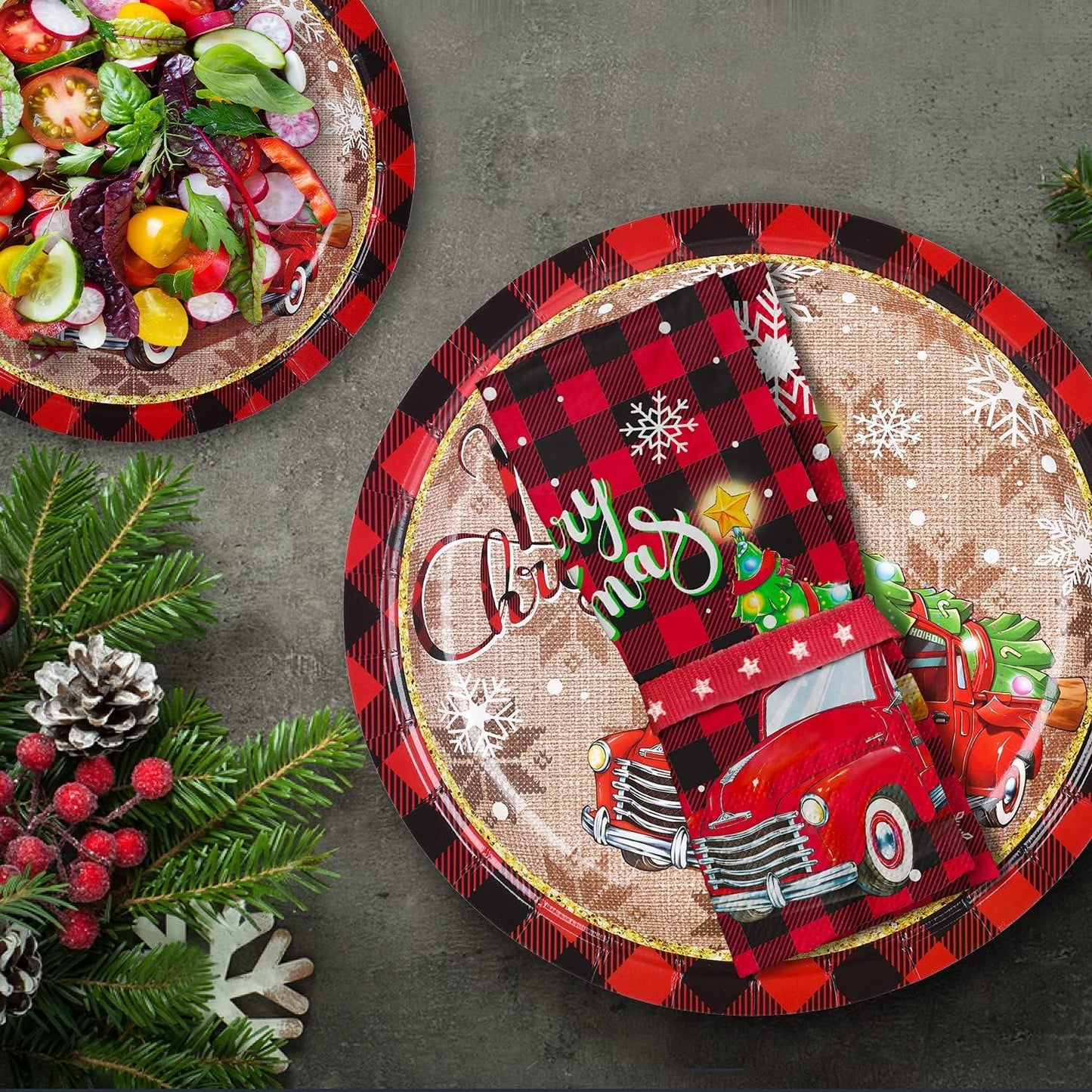 Christmas Plates & Napkins Set, 75 Pcs - Party Supplies