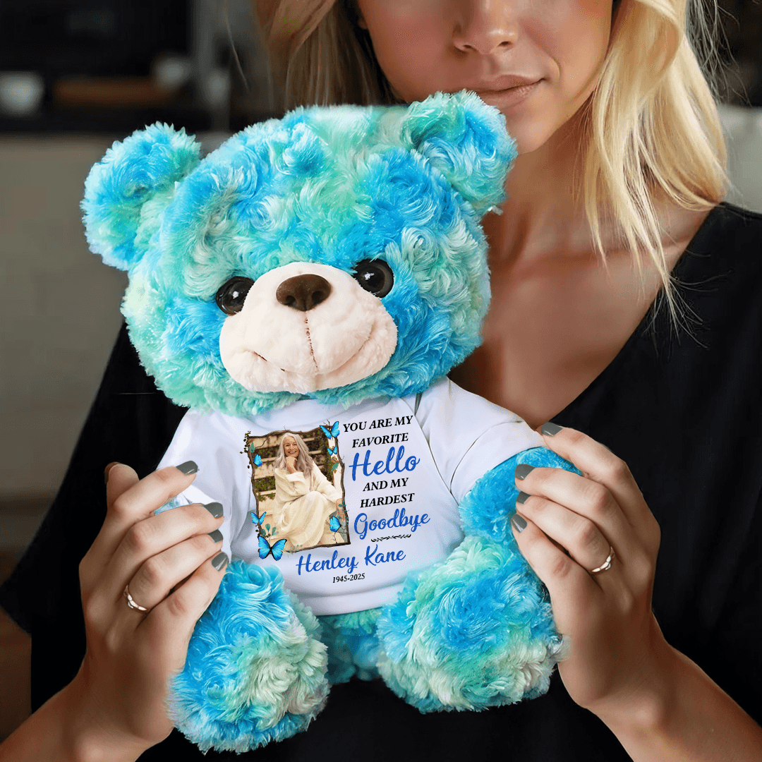 My Hardest Goodbye Memorial Bear - Teddy Bear With Personalized Photo Shirt