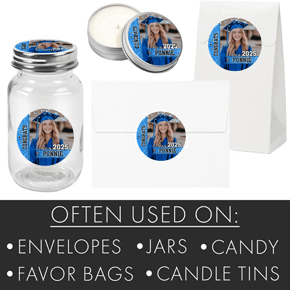 Glitter Class Of 2025 Grad Stickers - Graduation Decoration