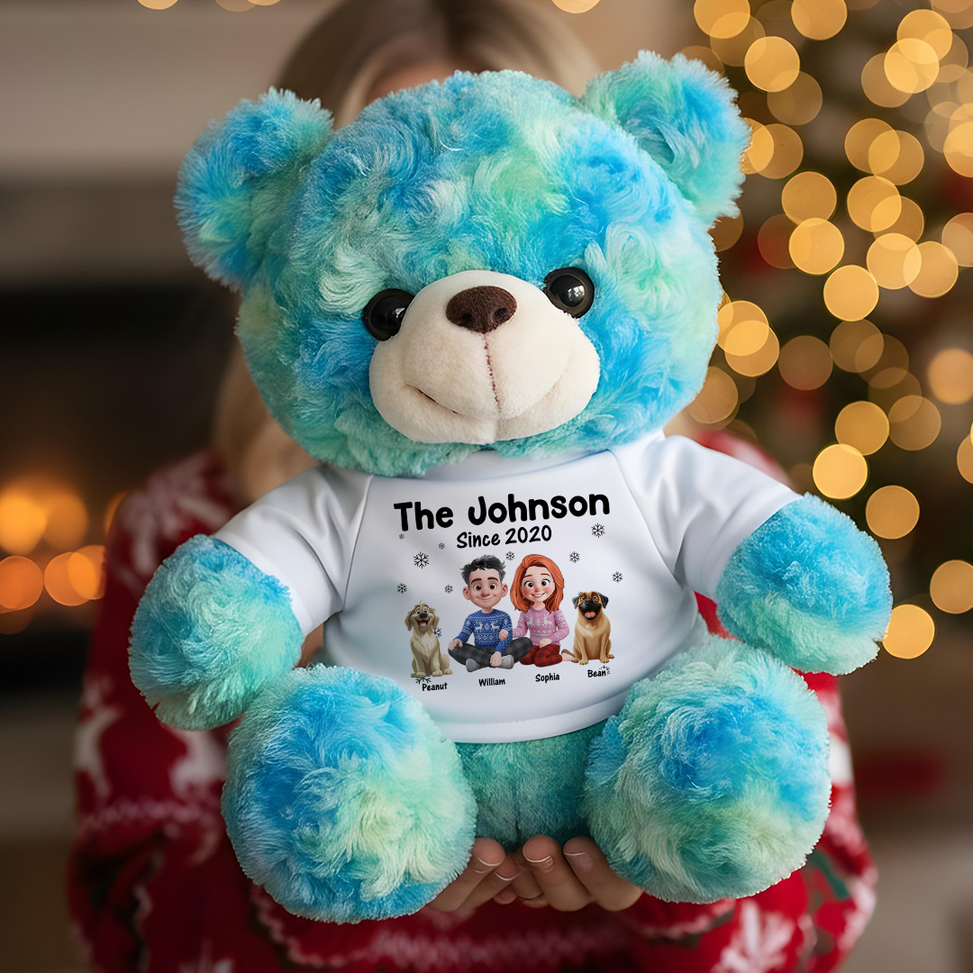 God Bless Our Family - Teddy Bear With Personalized Photo Shirt
