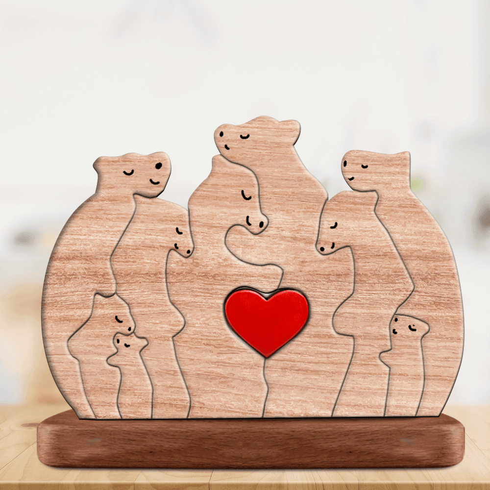 Non Custom Wooden Bears Family - Wooden Pet Carvings For Family