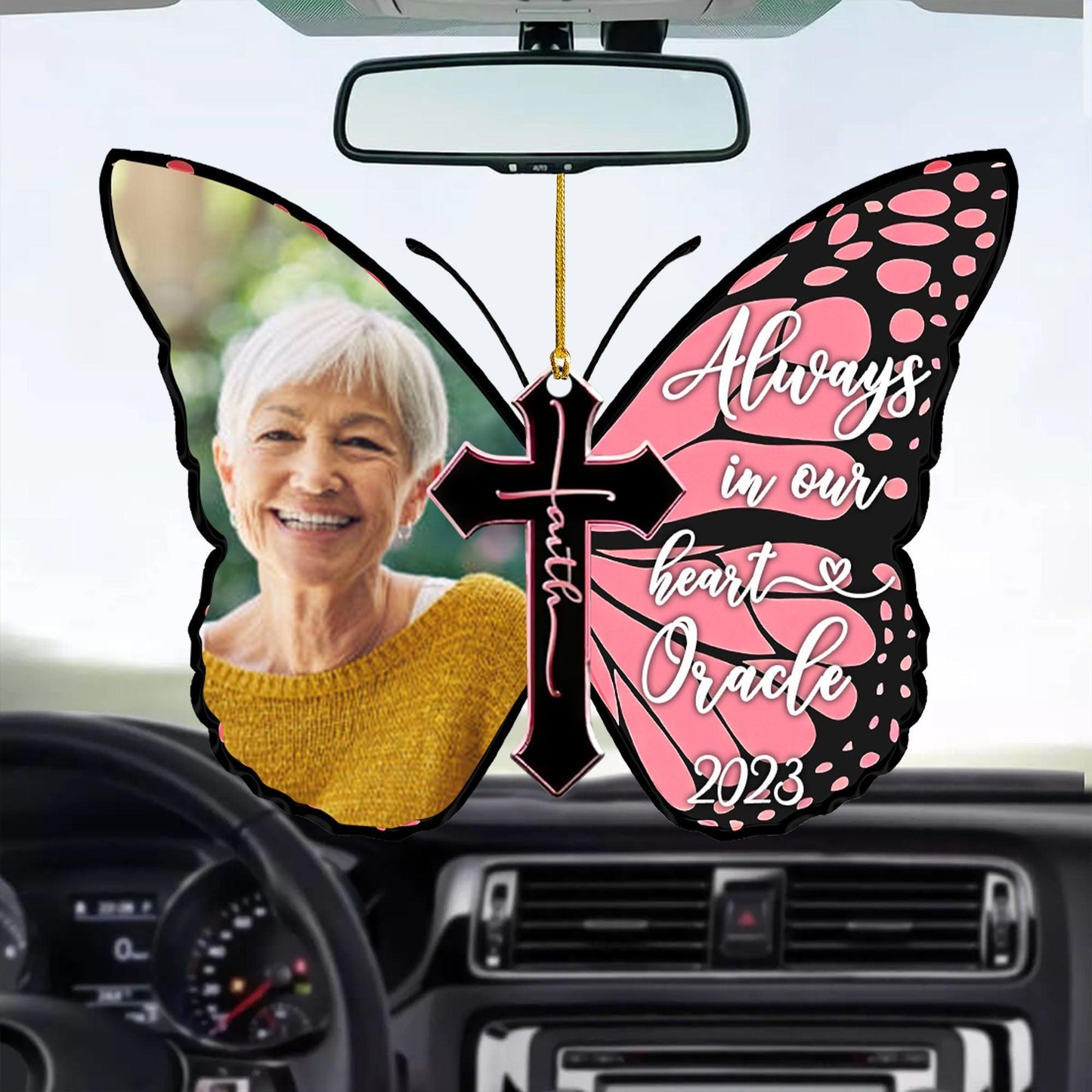 Always In Our Heart Memorial - Personalized Car Hanging Ornament