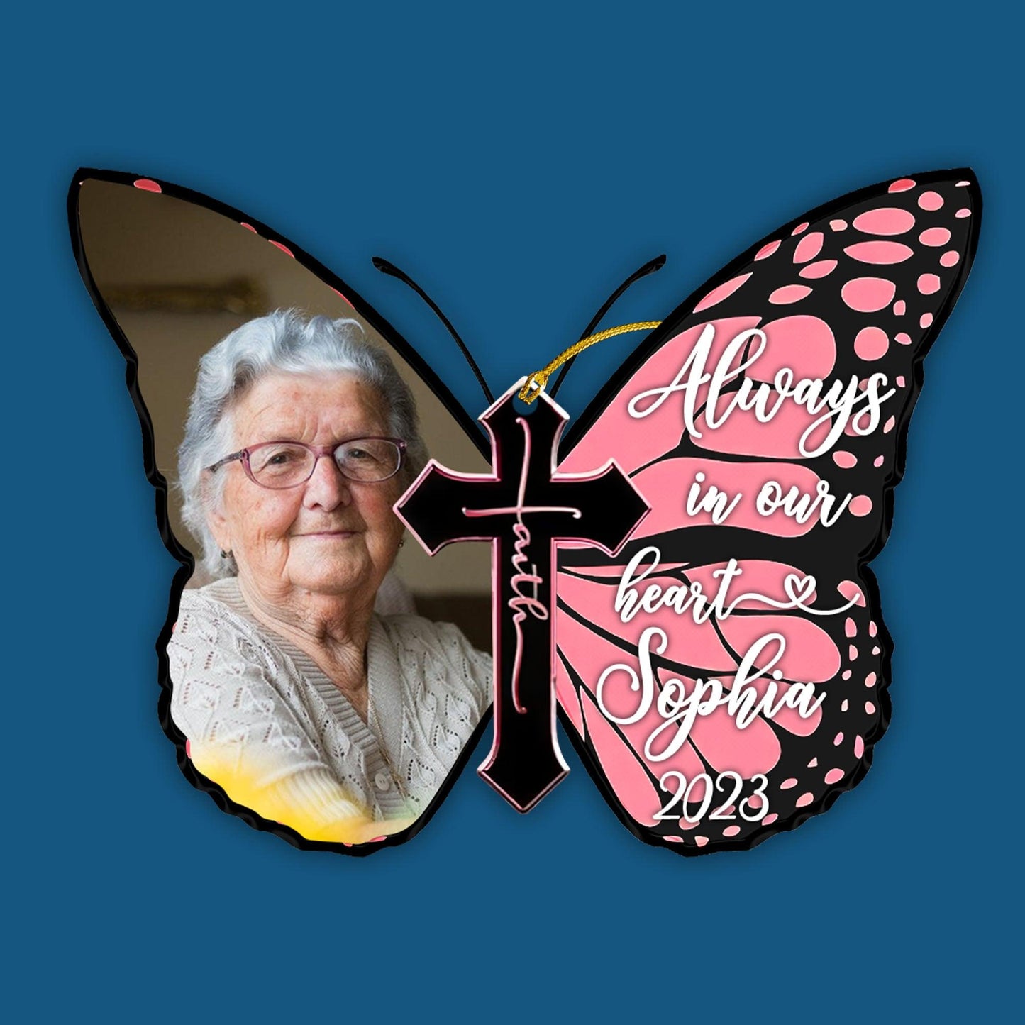 Always In Our Heart Memorial - Personalized Car Hanging Ornament