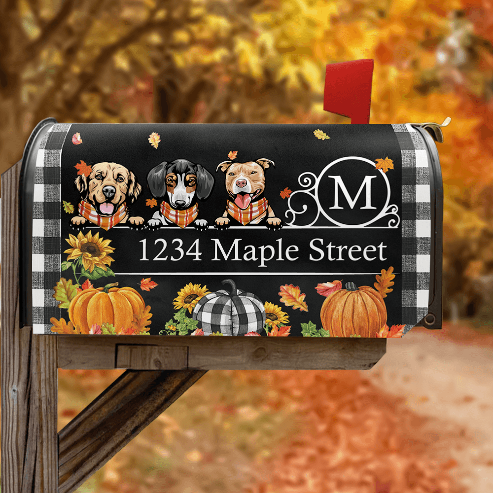 Autumn Pumpkin Season Dog Breeds Mailbox Cover - Dog Mom Gift