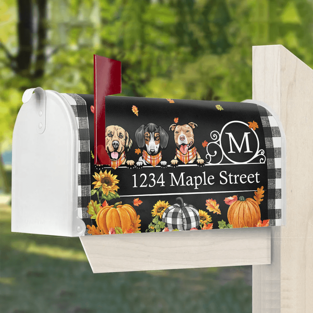 Autumn Pumpkin Season Dog Breeds Mailbox Cover - Dog Mom Gift