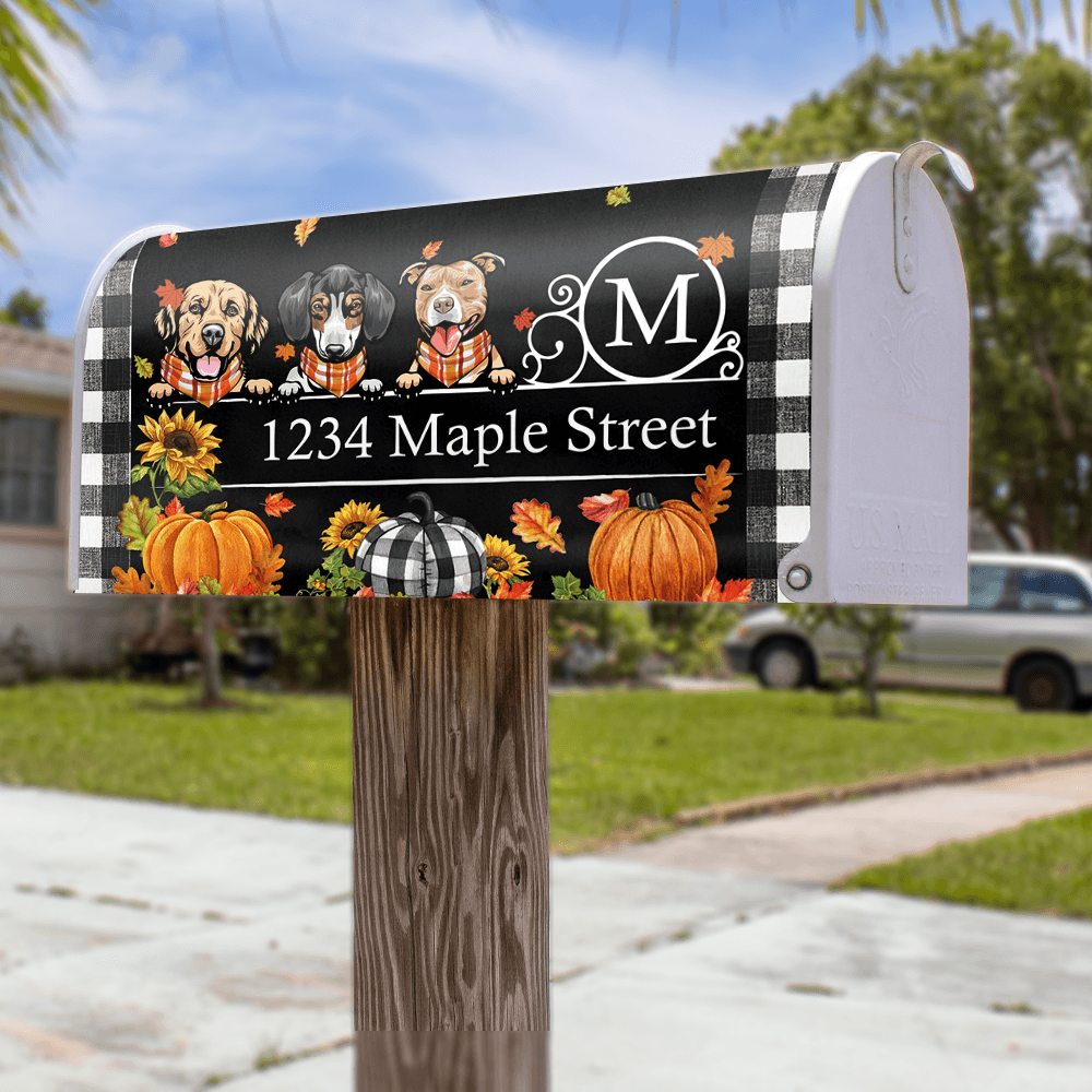 Autumn Pumpkin Season Dog Breeds Mailbox Cover - Dog Mom Gift