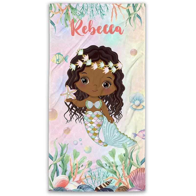 Personalized Mermaid Beach Towel - Gift For Daughter, Grandkid