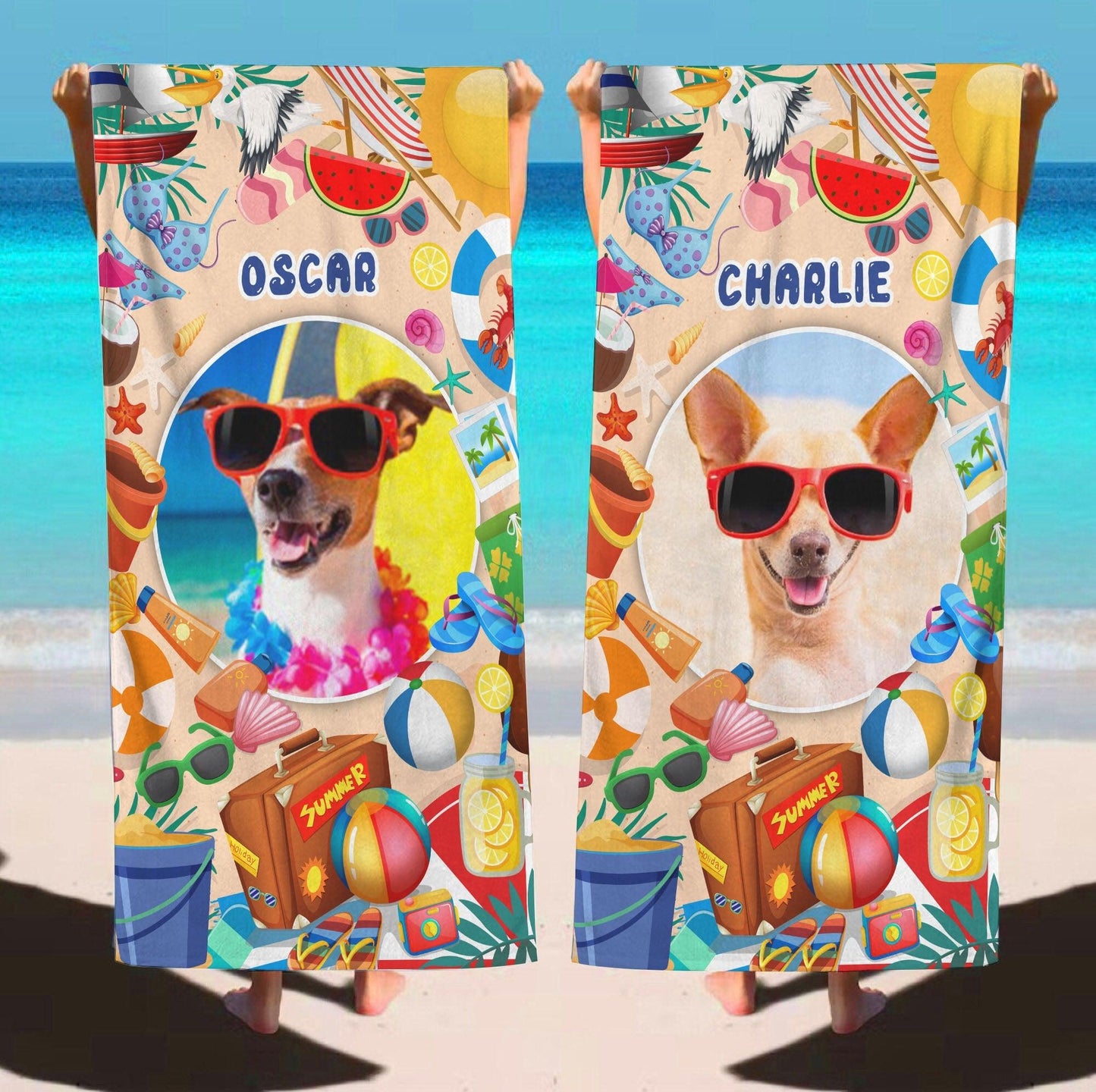 Personalized Dog Beach Towel - Funny Gift For Dog Mom and Dog Dad