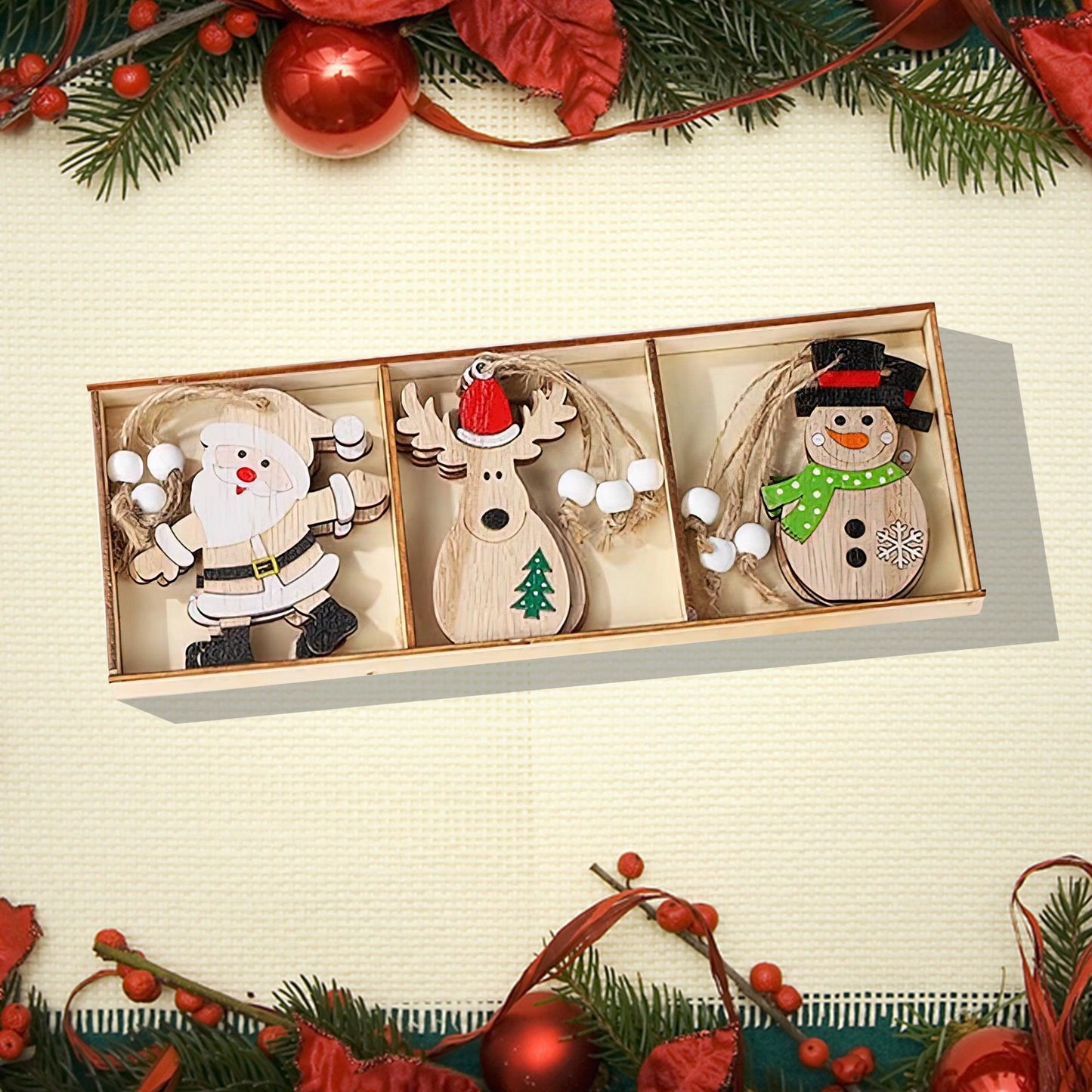 Cute Wooden Hanging Set - Christmas Hanging Tree Decor