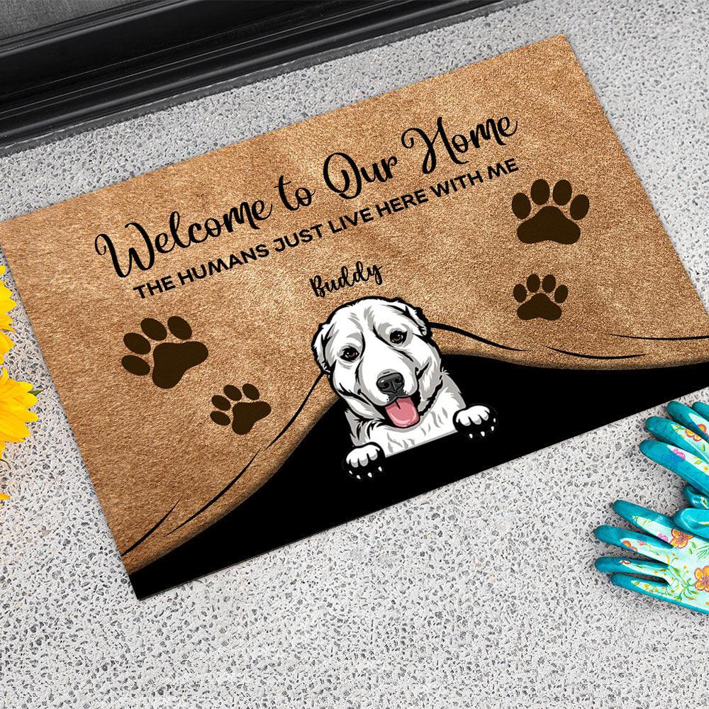 Welcome To Our Home Doormat, Funny Personalized Changing Pet Doormat