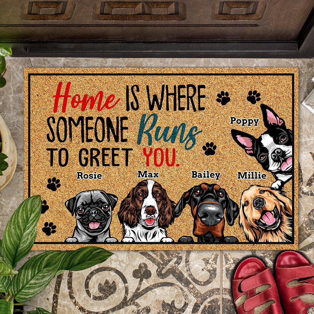 Personalized Gift For Dog Mom, Dog Dad - Home Is Where Doormat