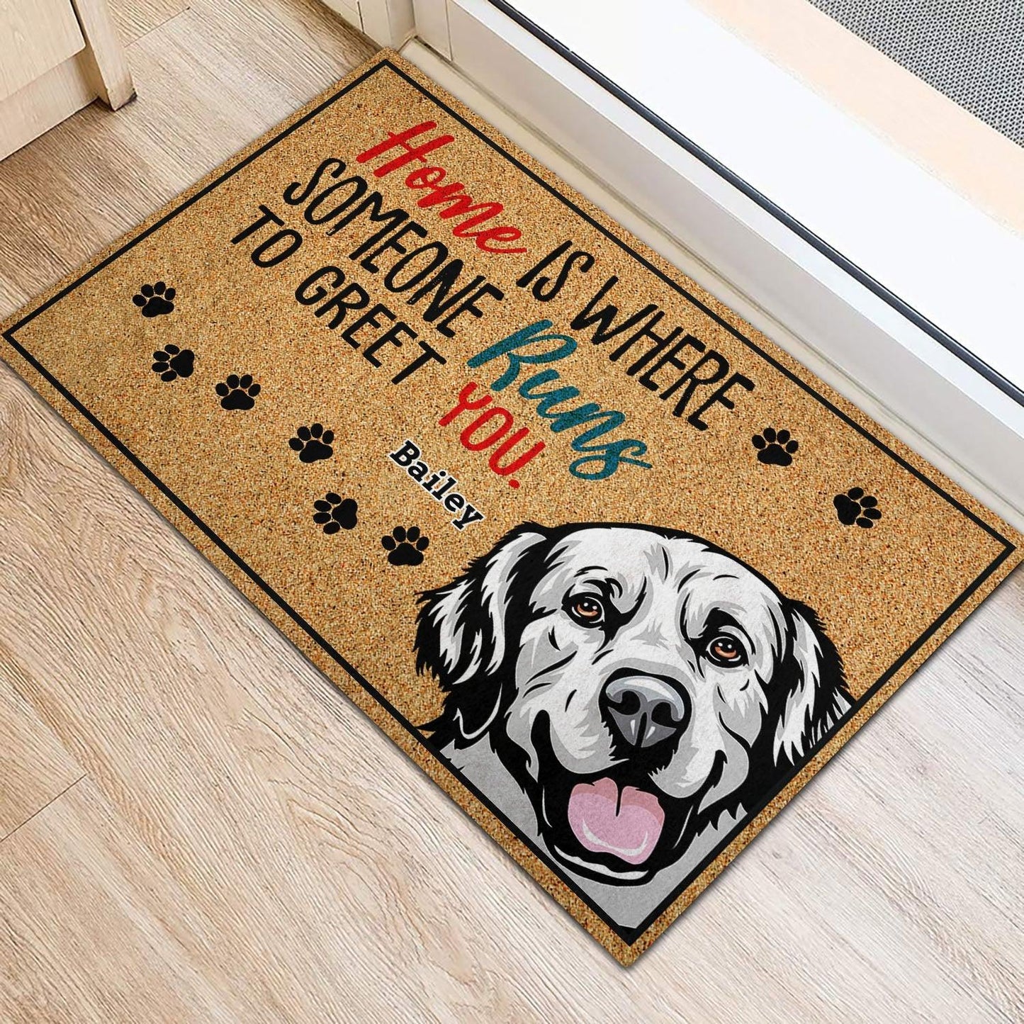 Personalized Gift For Dog Mom, Dog Dad - Home Is Where Doormat