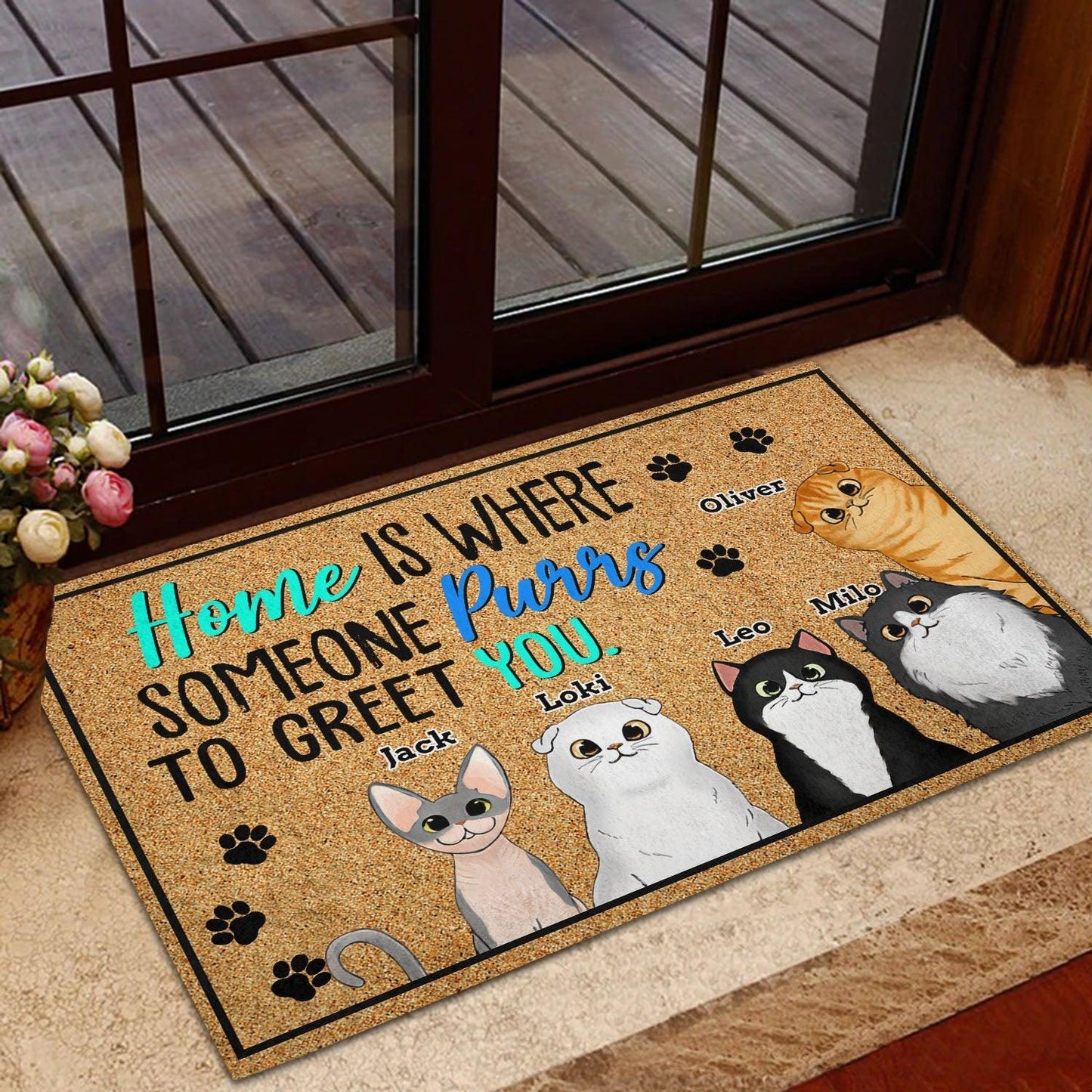 Personalized Gift For Dog Mom, Dog Dad - Home Is Where Doormat