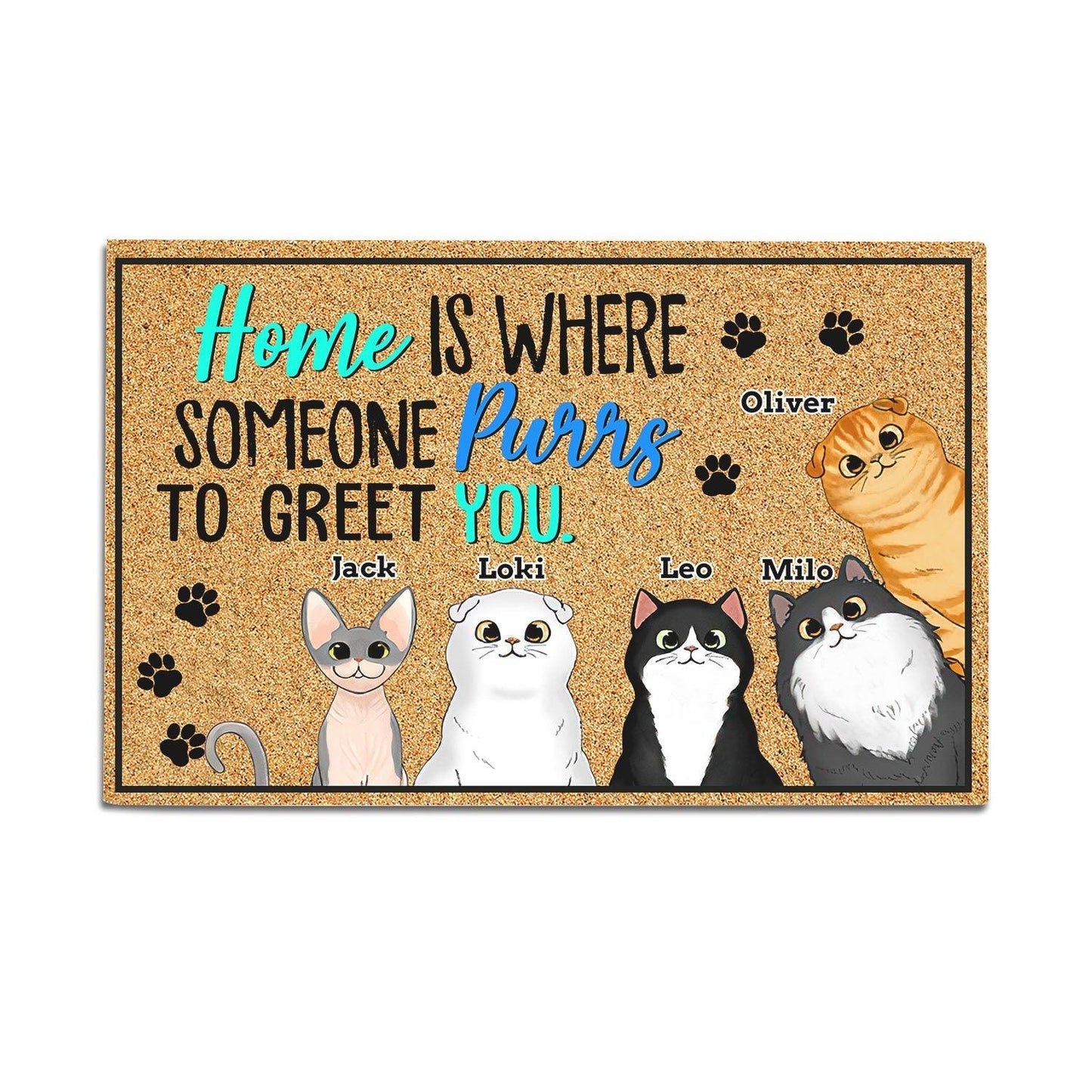 Personalized Gift For Dog Mom, Dog Dad - Home Is Where Doormat