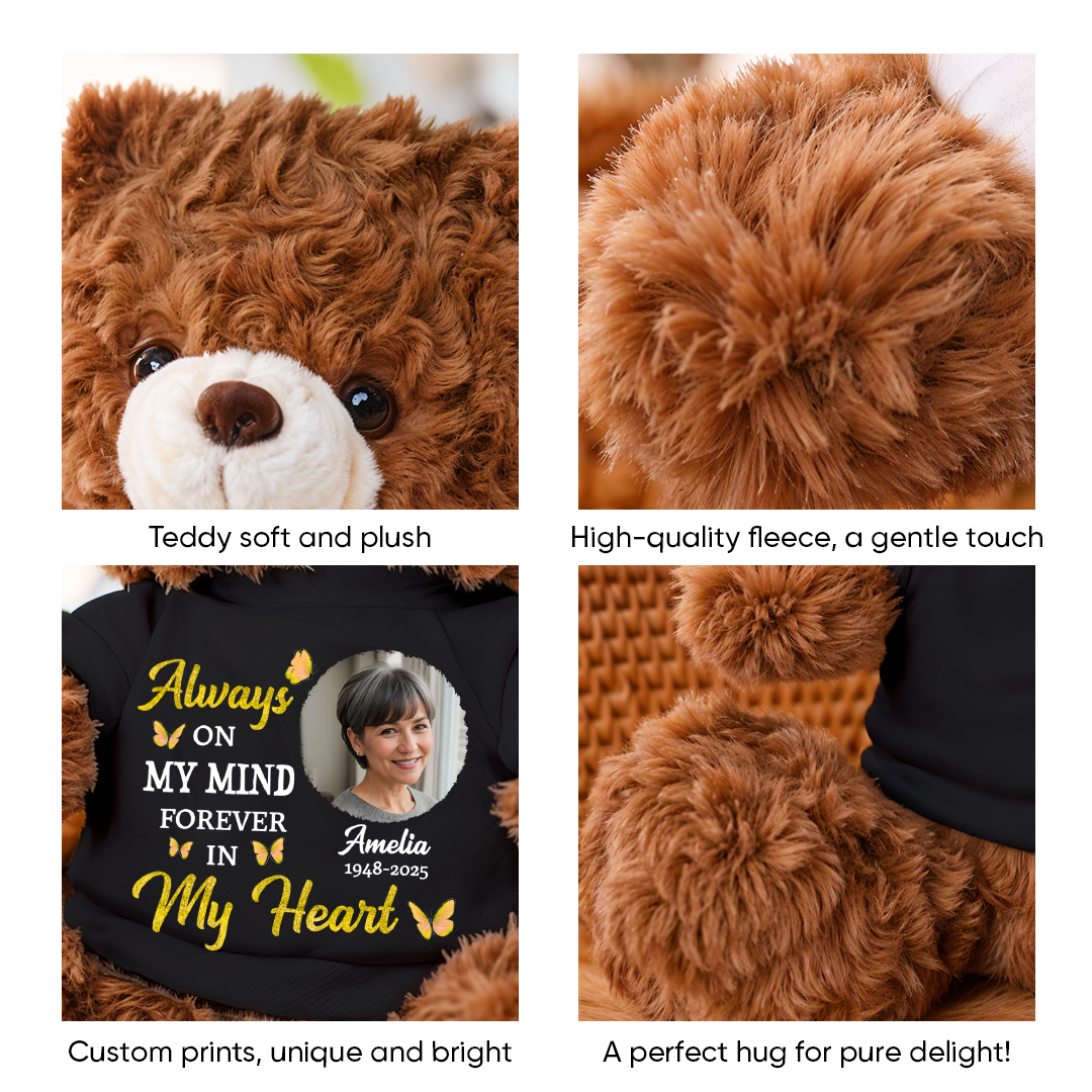 When You Miss Me Hug This - Teddy Bear With Personalized Photo Black Shirt