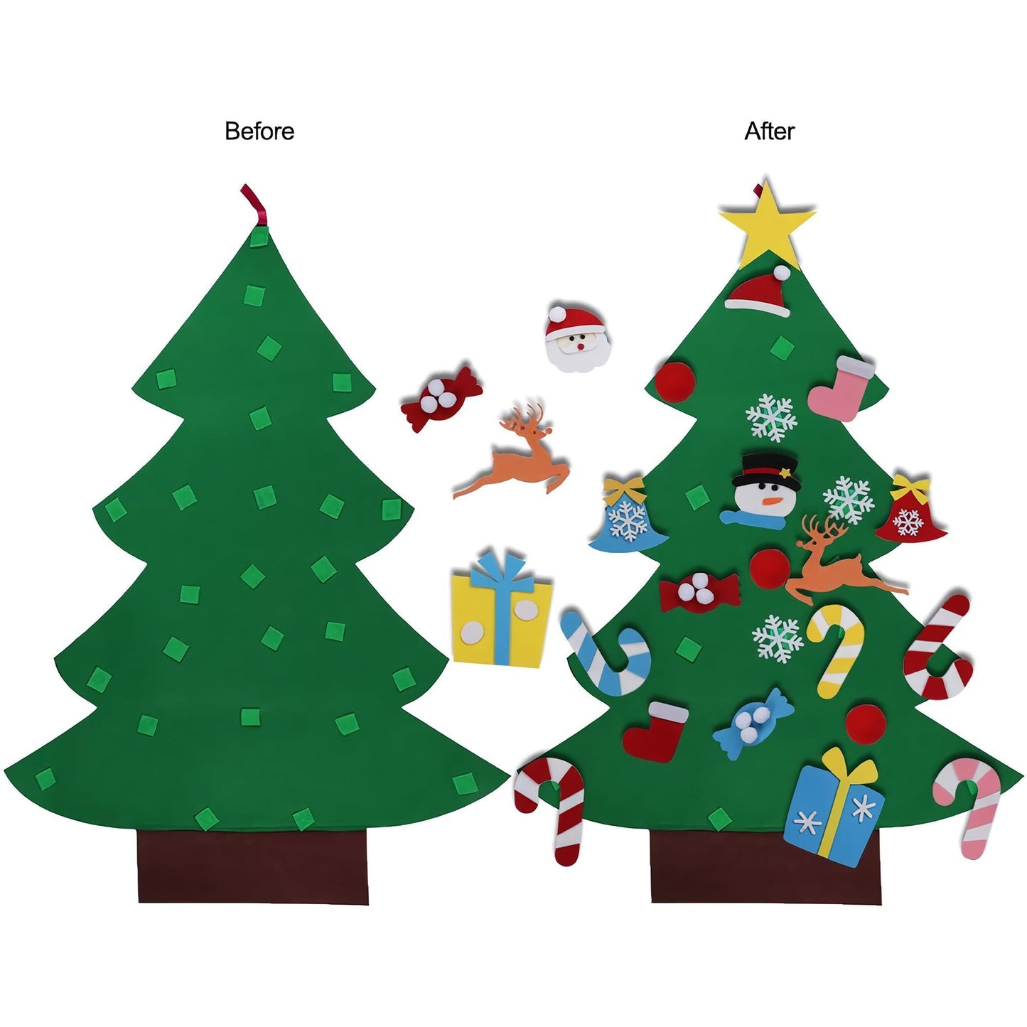Felt Christmas Tree Set with Ornaments for Kids Sticker Christmas Tree