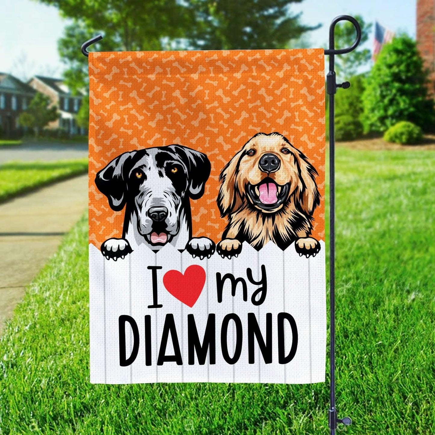 Personalized I Love My Dogs Garden Flag, Funny Changing Dogs