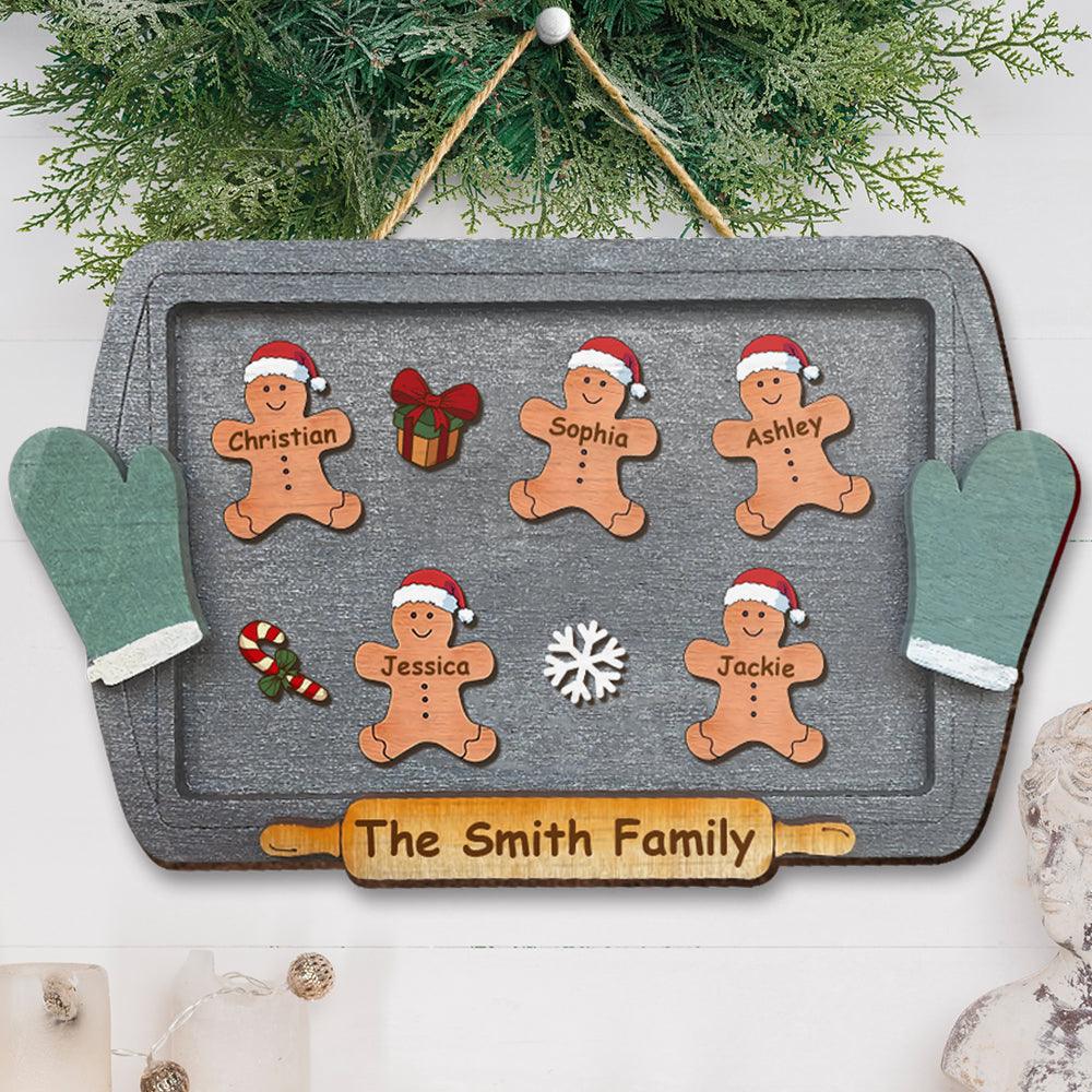 Gingerbread Family Christmas Gift - Personalized Door Sign
