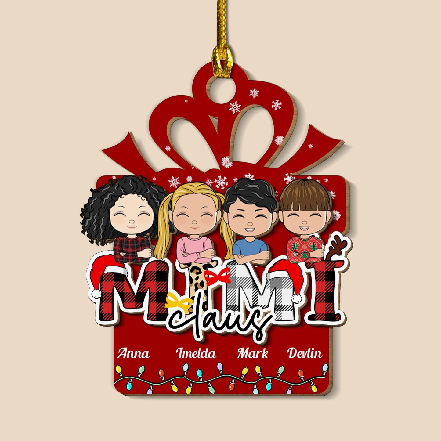 Grandma Kids Love Wood Ornament - Wood Ornament 2 Layered