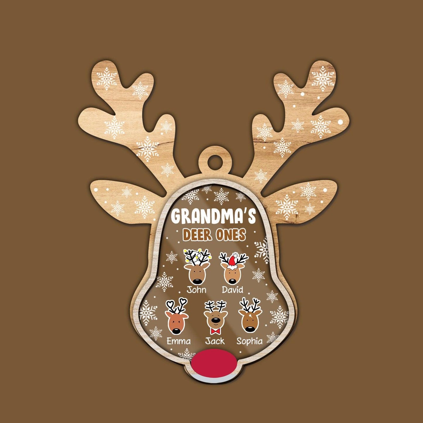 Grandma Deer & Baby Reindeer Christmas Ornament - Custom Shape
