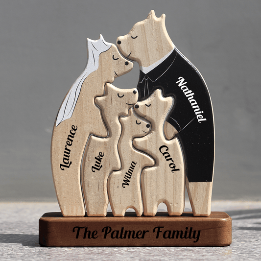 Anniversary Married Bears - Wooden Bears Family Pet Carvings