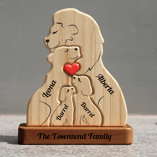 Personalized Lion Wooden Family Puzzle - Wooden Pet Carvings